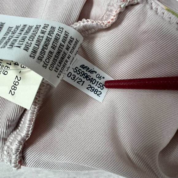 NEW Aerie Scoop Floral Ruffle Bikini Top Size S Pink Orange Yellow Swimwear NWT - Picture 8 of 8